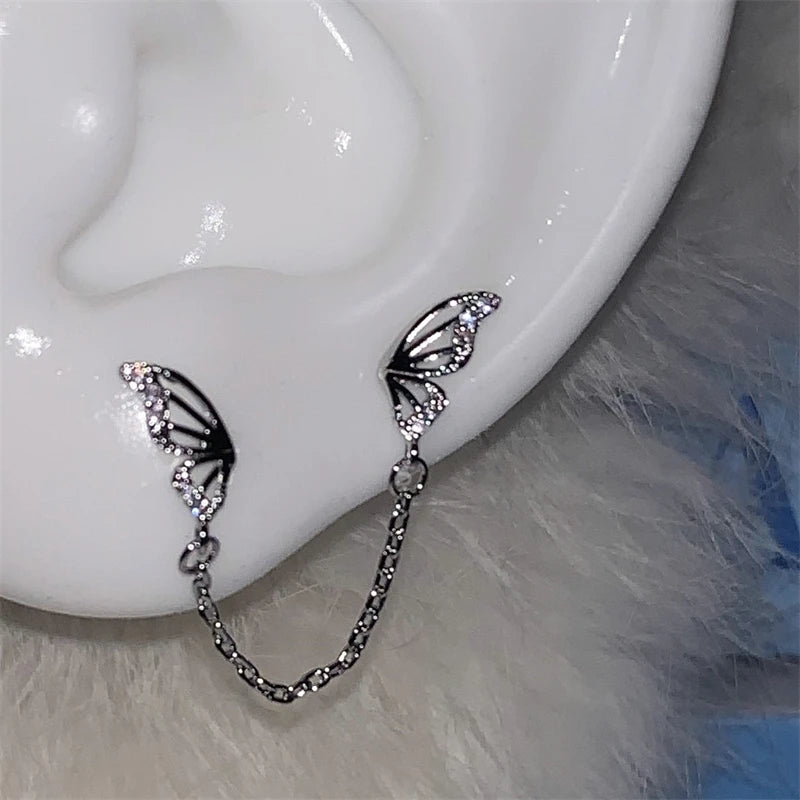 1pcs Silver Color Wing  Stainless Steel Ear Bone Nail