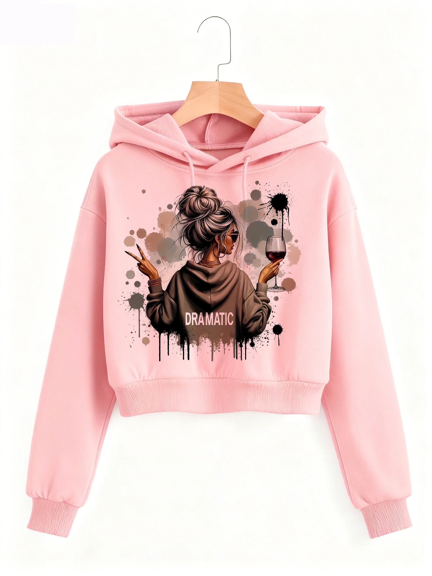 Vintage  Print Autumn Sweatshirt Crop Top Hoodie