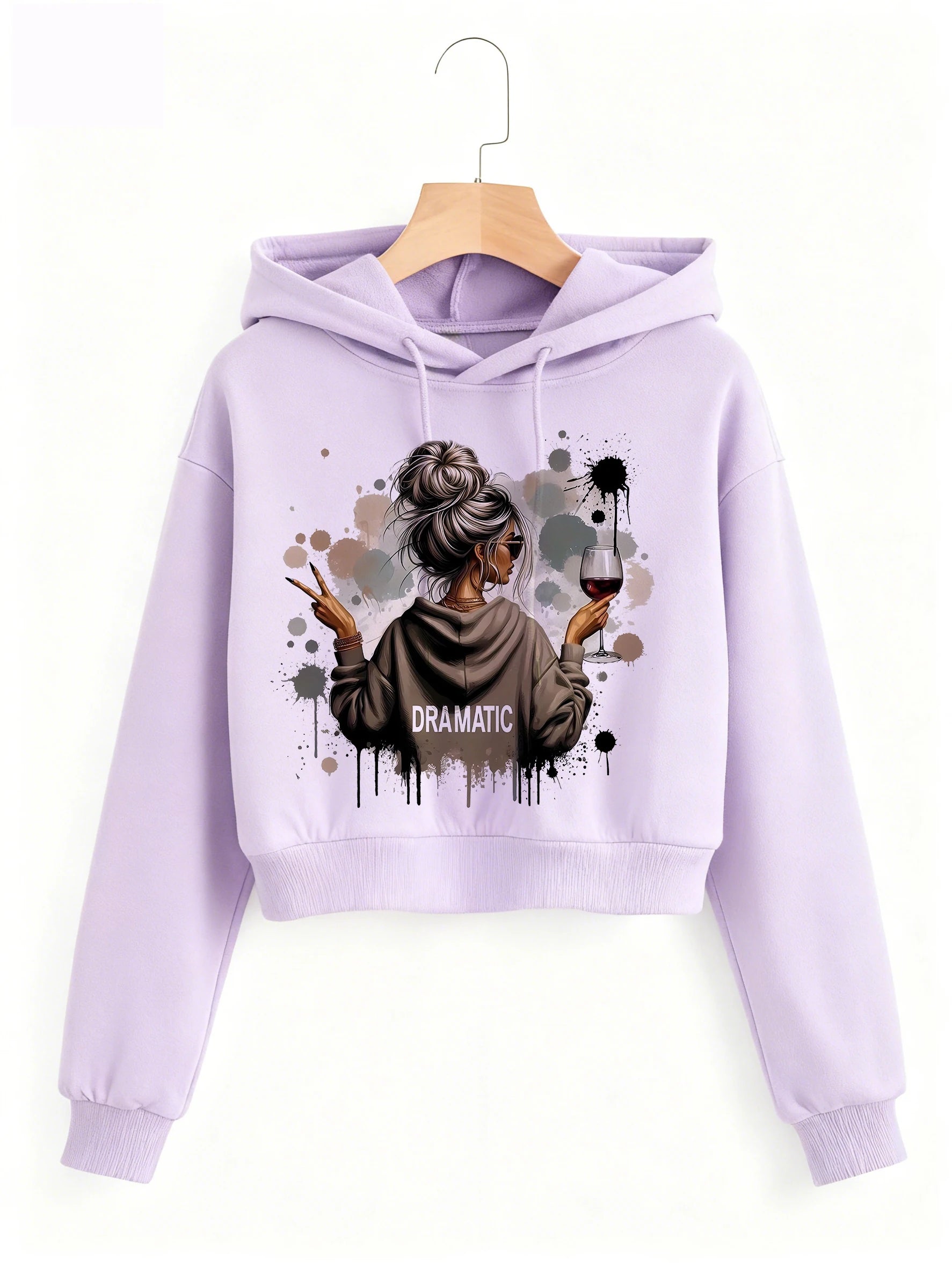 Vintage  Print Autumn Sweatshirt Crop Top Hoodie