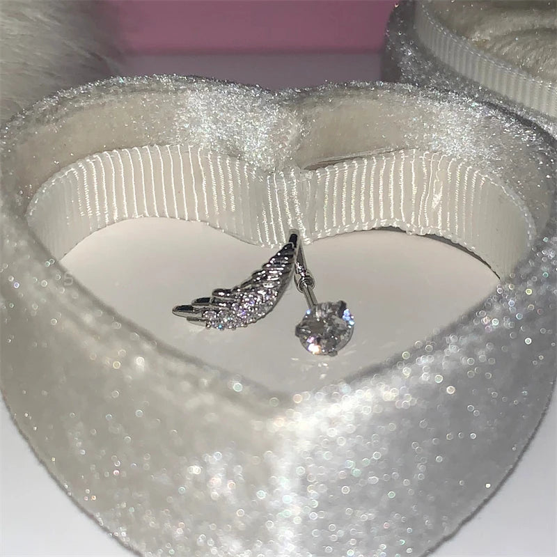 1pcs Silver Color Wing  Stainless Steel Ear Bone Nail