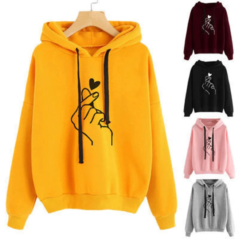 Autumn Fleece Hoodie Solid Color